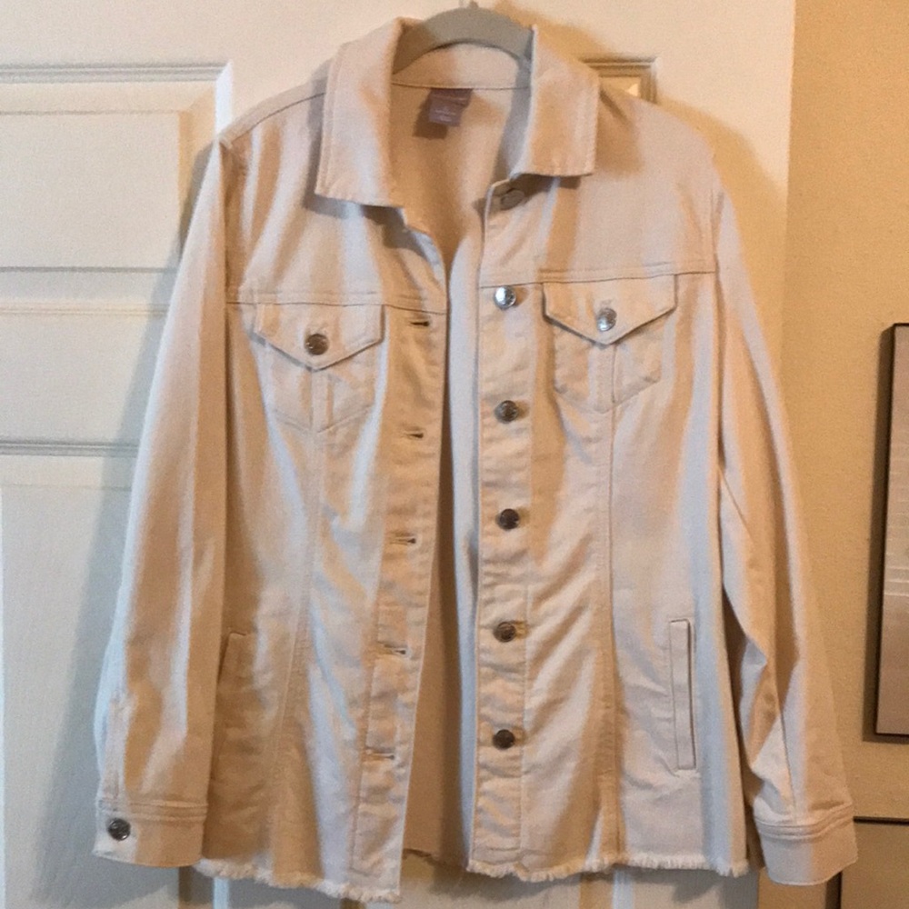 Chico’s Cream Denim Jacket size 0